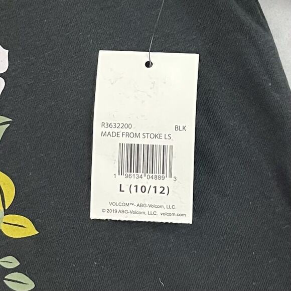 Volcom Girls Size 12 “Made From Stoke” Black Long Sleeve Graphic Tee - Picture 6 of 9